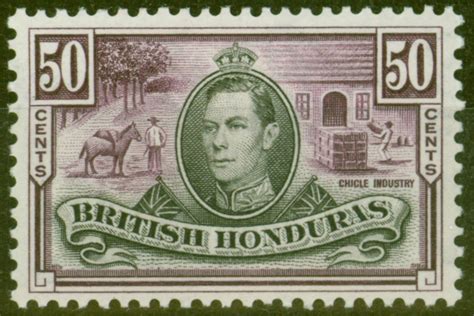 British Honduras 1938 50c Black & Purple SG158 V.F Very Lighlty Mtd Mint | Empire Philatelists