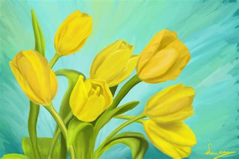 Yellow Tulips Painting by Susaan's Art | Saatchi Art