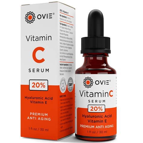 Organic Vitamin C Serum for Face 20% with Hyaluronic Acid, Vitamin E ...