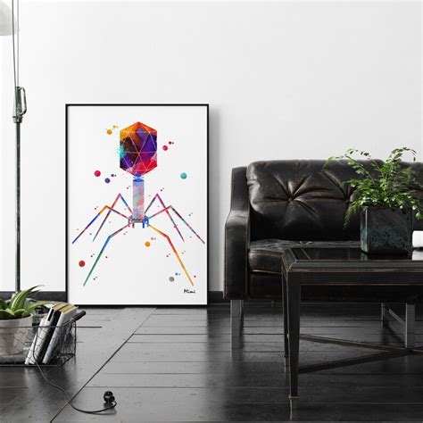 Bacteriophage Art Print Science Art Phage Watercolor Print - Etsy