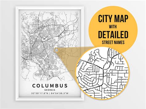 Printable Map of Columbus Georgia United States With Street - Etsy