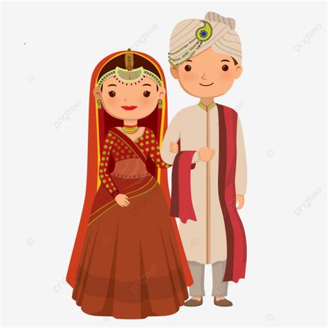 Indian Wedding Couple Bride And Groom Doodle Art Vector, Couple Drawing ...