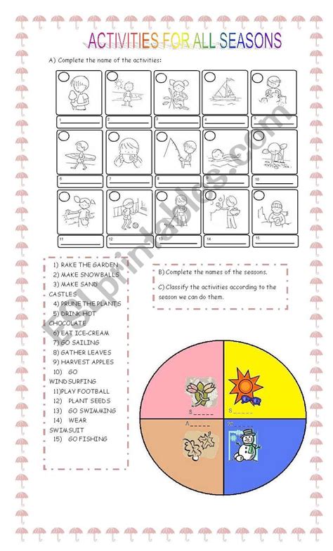 ACTIVITIES FOR ALL SEASONS - ESL worksheet by claudiafer