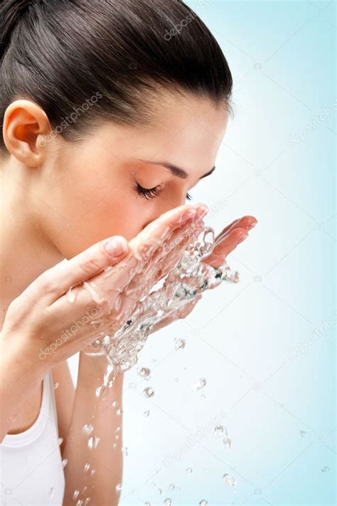 Woman washing face -concept — Stock Photo © luckybusiness #5450816