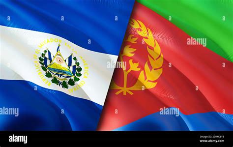 El Salvador and Eritrea flags. 3D Waving flag design. El Salvador Eritrea flag, picture ...