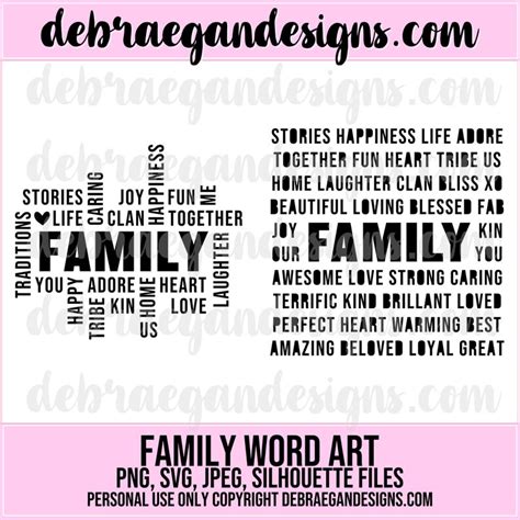 Family Word Art Cut File 2 Styles SVG, PNG, JPEG Silhouette Cameo ...