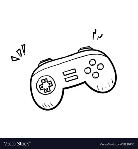 Hand drawn classic game controller joystick doodle