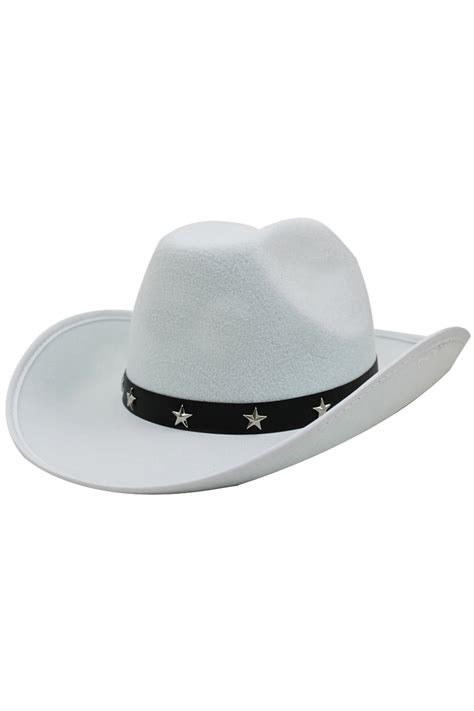 White Star Studded Cowboy Hat - I Love Fancy Dress