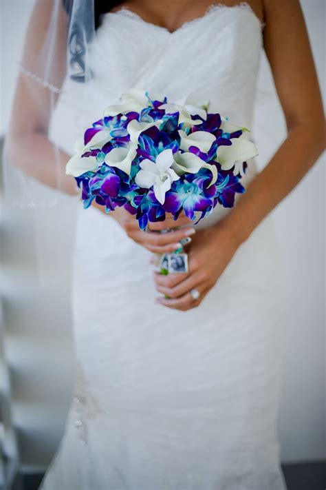 Bright Blue and Purple Orchid Bouquet