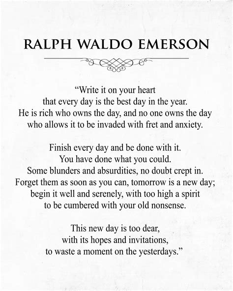 Ralph Waldo Emerson Quote Art Print Every Day is the Best - Etsy