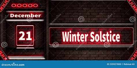 21 December, Winter Solstice, Neon Text Effect on Bricks Background ...