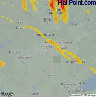 Hail Map for Hibbing, MN Region on August 19, 2020