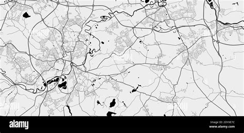 Urban city map of Wakefield. Vector illustration, Wakefield map grayscale art poster. Street map ...