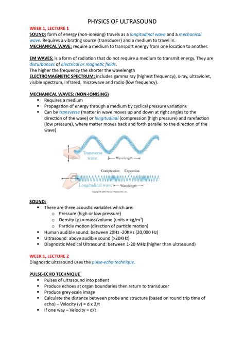 Physics OF Ultrasound notes - PHYSICS OF ULTRASOUND WEEK 1, LECTURE 1 ...