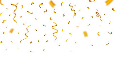 Golden confetti falling background. Realistic golden ribbon and confetti PNG illustration ...