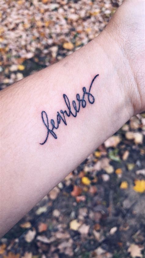 Empowering Fearless Script Tattoo