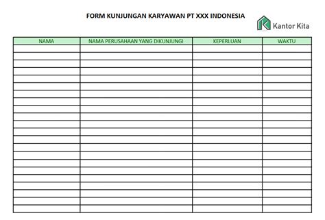 Contoh Form Data Hadir Karyawan