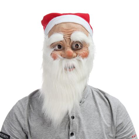 christmas party home decoration santa claus face mask with beard cosplay toys props Sale ...