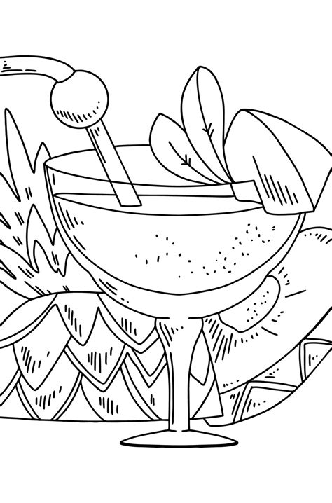 Pineapple juice - Drinks coloring pages for Adults online