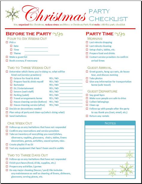 Christmas Party Checklist - https://www.spreadsheetshoppe.com/