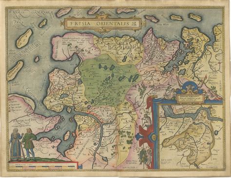 Antique Map of Ostfriesland by Ortelius (c.1595)