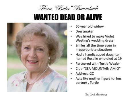 PPT - Flora “Baba” Baumbach WANTED DEAD OR ALIVE PowerPoint Presentation - ID:2876013