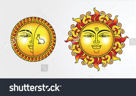 Sri Lankan Traditional Sun Face Line Stock Vector (Royalty Free ...