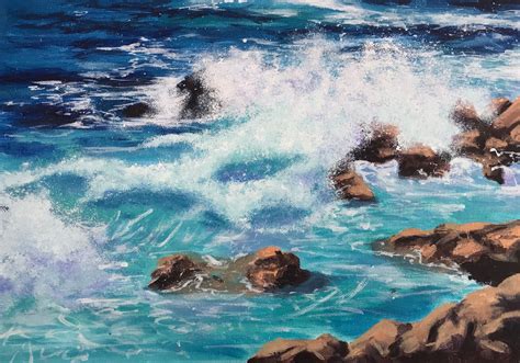 How To Paint Crashing Waves In Acrylics : Small waves 1:38:35 min part 2: