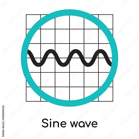 Sine wave graphic icon vector sign and symbol isolated on white ...