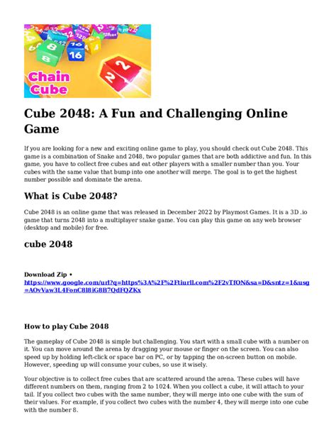 Fillable Online Cube 2048: A Fun and Challenging Online Game Fax Email ...