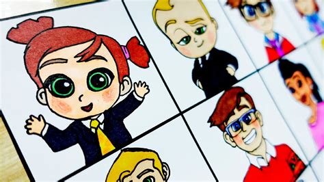 Drawing The BOSS BABY 2 Family Business Movie Characters - Tina Boss Baby Tim Tabitha - YouTube