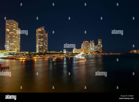 Miami city skyline. Florida. Skyscrapers at the night. USA Stock Photo ...