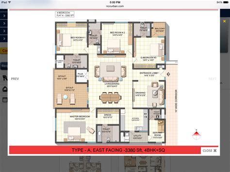 4 Bhk Flat Plan – HOMYSTYLE