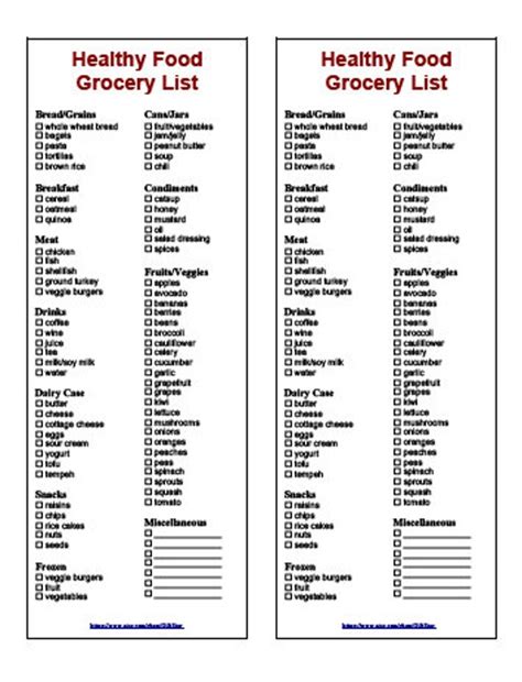 Printable Healthy Foods Grocery Lists | Etsy