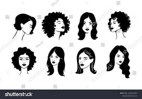 Set Beautiful Silhouette Hairstyles Women Female Stock Vector (Royalty Free) 2128210097 ...