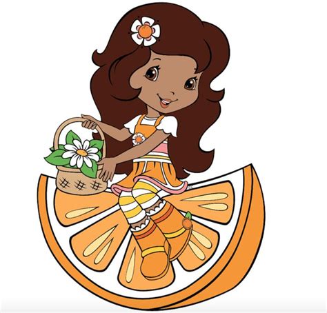 Orange Blossom sitting on her fruit orange and holding a basket of orange … | Strawberry ...