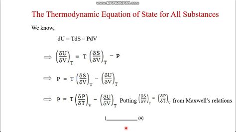 Thermodynamics: Lecture 34: The Thermodynamic Equation of State for All ...