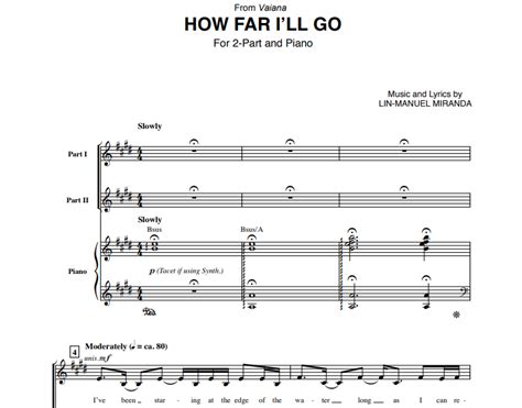 Moana - How Far I’ll Go Free Sheet Music PDF for Piano | The Piano Notes