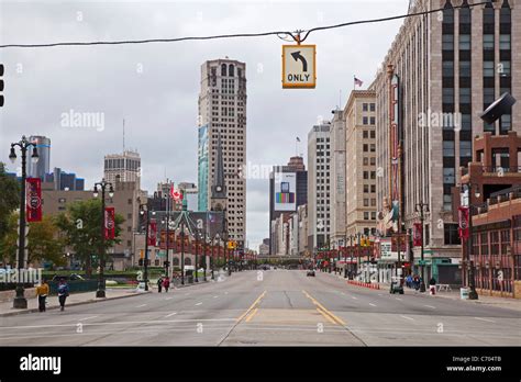 Detroit, Michigan - Woodward Avenue, Detroit's main street Stock Photo ...