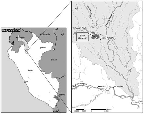 The Pastaza River basin is shared between Ecuador and Peru (inset). The ...