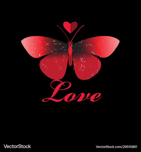 Red butterfly in love with a heart Royalty Free Vector Image