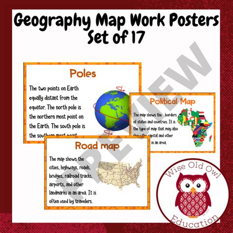 Geography Map Work Definitions: Set of 17 Posters • Teacha!