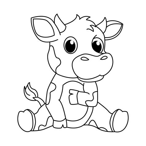 Premium Vector | Cute cow cartoon coloring page illustration vector For ...