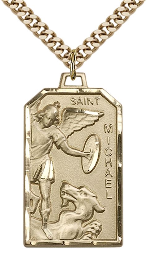 14KT GOLD FILLED ST MICHAEL THE ARCHANGEL PENDANT WITH CHAIN - 1 1/8" x 5/8" | EWTN Religious ...