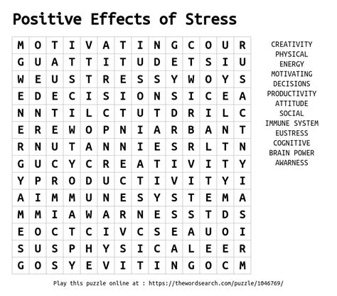 Download Word Search on Positive Effects of Stress