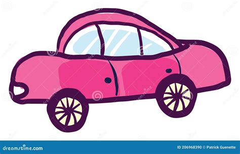 Pink Car, Illustration, Vector Stock Vector - Illustration of pink, convertible: 206968390