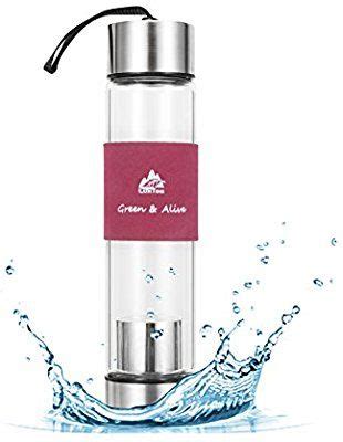 Amazon.com : Luxtea 16oz Insulated Glass Water Bottle Filter Removable Infuser - Portable Leak ...