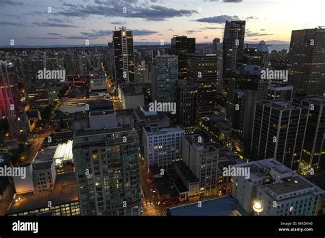 Vancouver Skyline by night Stock Photo - Alamy