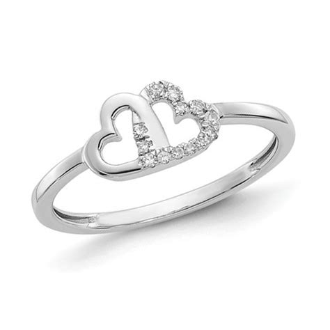 14k White Gold 1/20 ct Diamond Double Heart Promise Ring RM5711-007-WA