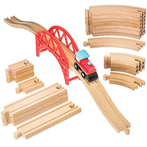 Wooden Train Tracks Set With And Bridge -24 Piece FREE SHIPPING ...